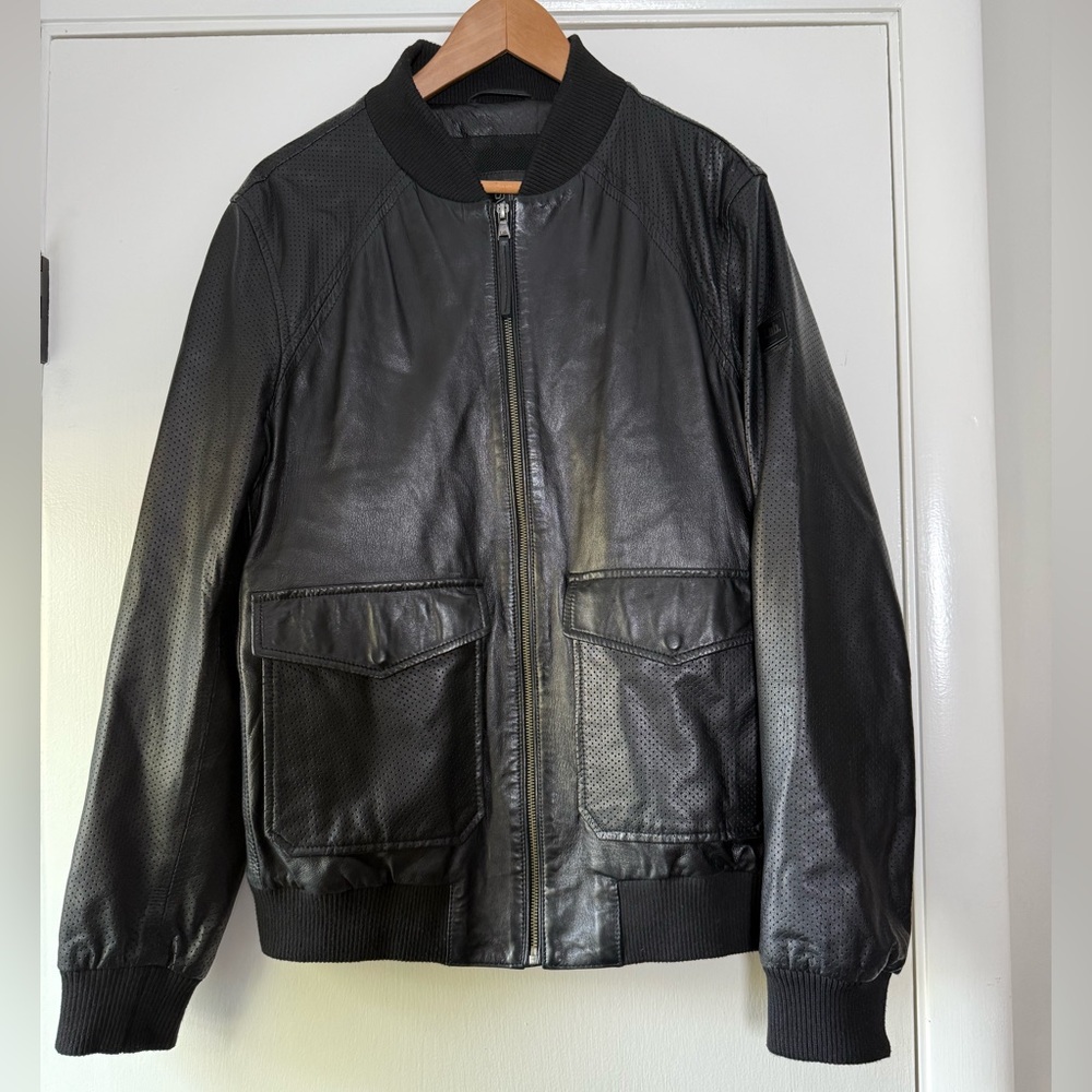 LAB Pal Zileri Lambskin Leather Bomber Jacket Quiet Luxury Bikercore Sexy Luxe